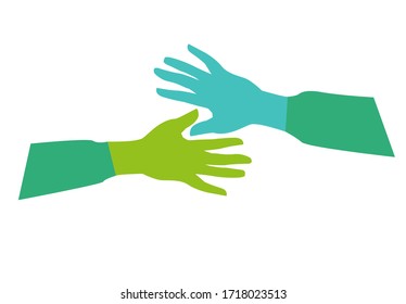 Two hands seem to reach to hold or release from each other concept. Editable Clip Art.