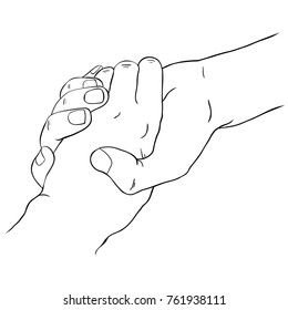 two hands shake each other vector illustration