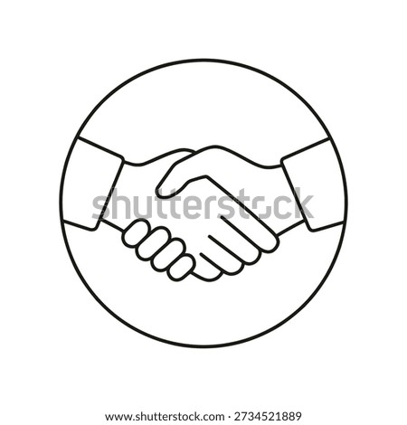 Two hands shaking in a circle symbolizing agreement and partnership