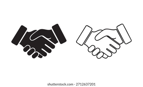 Two hands shaking in a handshake. The image is black and white