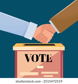 Dos manos temblando sobre una urna con la etiqueta de Voto, representando alianzas o acuerdos políticos