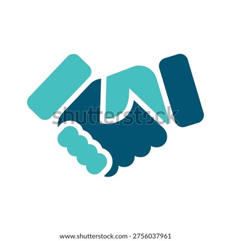 Two hands shaking represent a business deal and mutual agreement. This graphic suits partnership pages, corporate presentations, contract materials, and negotiation content