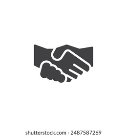 Two hands shaking vector icon. filled flat sign for mobile concept and web design. Customer Relationship glyph icon. Handshake symbol, logo illustration. Vector graphics