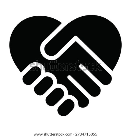 Two hands shaking within a heart shape symbolizing unity and cooperation