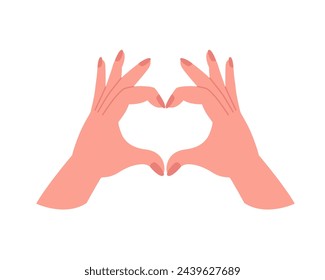 Two hands in the shape of a heart. Concept symbol of love, support, family, trust, romance. Vector illustration in flat style
