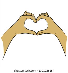 Two hands show a cute heart