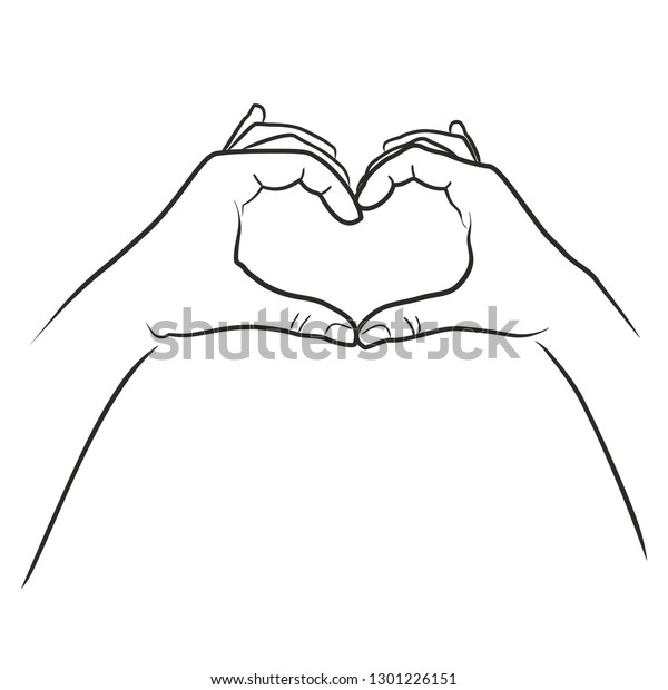 Two Hands Show Cute Heart Stock Vector (Royalty Free) 1301226151 ...