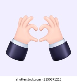 Two Hands showing Heart. 3D Design, Isolated Gesture Icon. Vector illustration