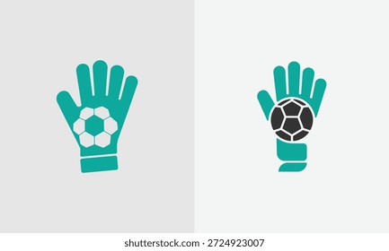 Two Hands with Soccer Ball on Gloves teal