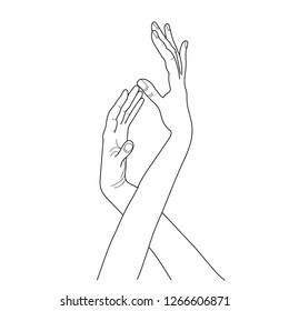 Two hands stretch to each other. Love. Sensuality.
