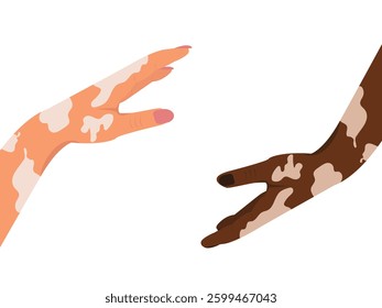 Two hands are stretching to each other.friendship sign.Lend a helping hand. Treatment symbol. Hand drawn vector illustration in flat style