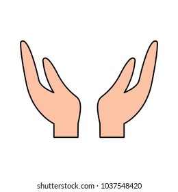 two hands support charity gesture icon vector illustration