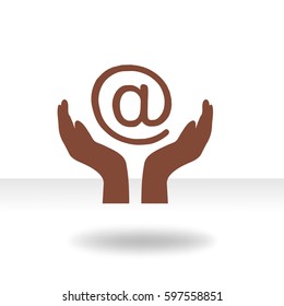 two hands take care of message icon