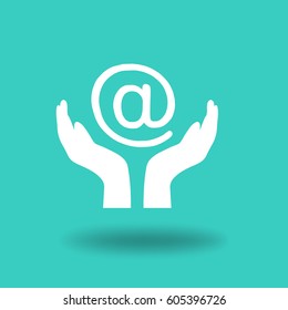 two hands take care of message icon
