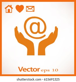 two hands take care of message icon