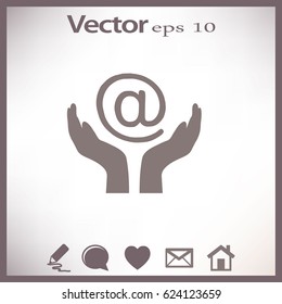 two hands take care of message icon