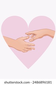 Two hands trying to form a shape and a heart in the background