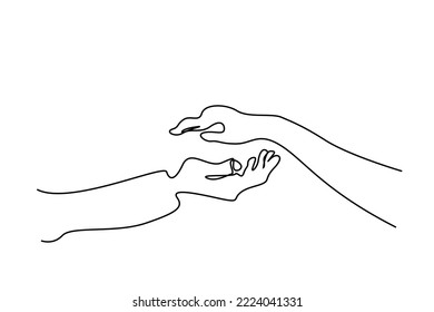 two hands trying to touch each other minimal line design
