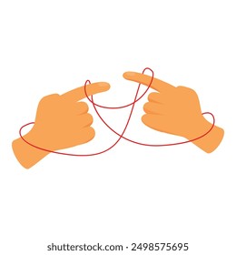 Two hands are tying a red string of fate, symbolizing a strong and unbreakable bond