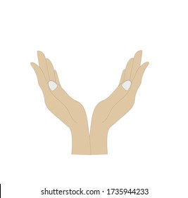 Two hands vector drawing concept of protecting anything 