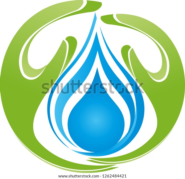 Two Hands Water Drop Logo Stock Vector (Royalty Free) 1262484421 ...