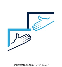 two hands will shake illustration, two hands will shake symbol , hand extended, icon design, isolated on white background. 