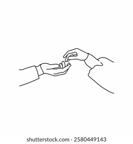 two hands of a woman and a man touching or holding each other romantically shows very deep love