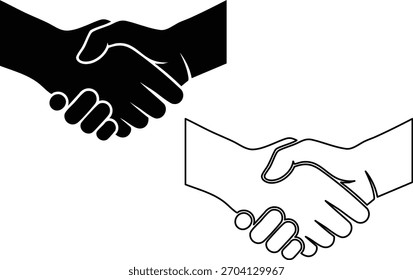 Diseño de dos íconos de apretón de manos que representan la cooperación de la asociación de Acuerdo y la negociación del acuerdo comercial