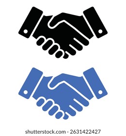 Two Handshakes Black and Blue Icon for Business Agreements