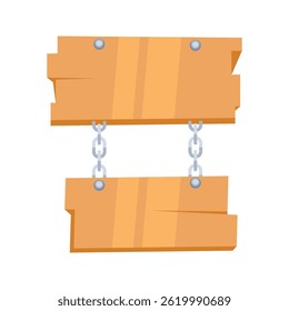 Two Hanging Wooden Signs with Chains and Nails