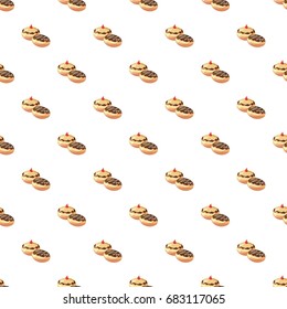 Two hanukkah doughnuts pattern seamless repeat in cartoon style vector illustration