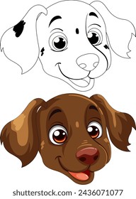 Dos perros felices en estilo vector colorido