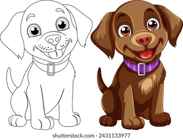 Two happy dogs illustrated in cartoon style