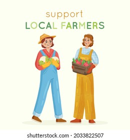 two happy farmers. support local template