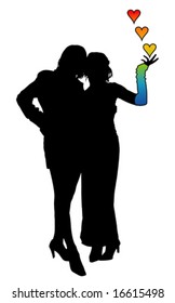 Two happy female friends (vector)