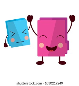 two happy folder file cartoon kawaii icon