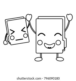 two happy folder file cartoon kawaii icon