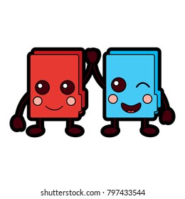 two happy folder file cartoon kawaii icon