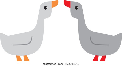 Two happy geese. Vector illustration