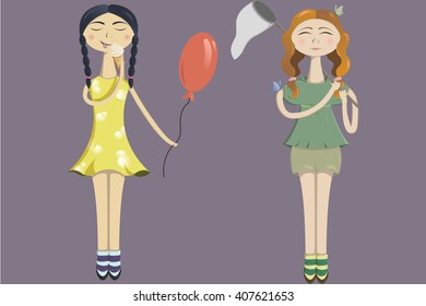 Two happy girl friends