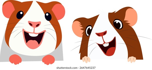 Dois desenhos animados Happy Guinea Pigs
