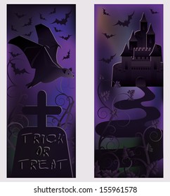 Two happy halloween banners, vector illustration
