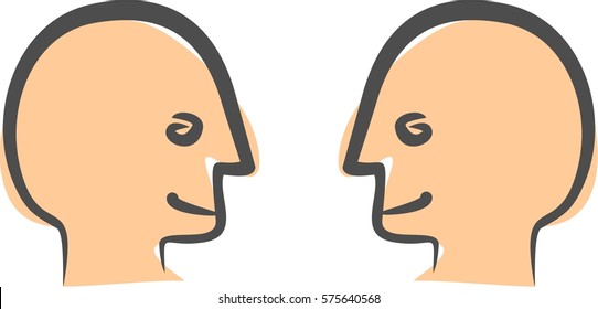 Two happy head, men glad faces, people, 