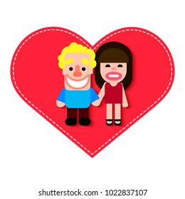 Two happy hearts in love biking. Happy Valentine's day Card