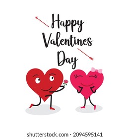 Two happy hearts in love and proposing valentines day