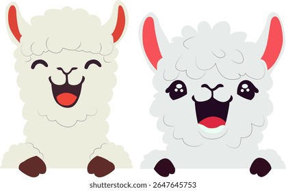 Two Happy Llamas Cartoon Clipart