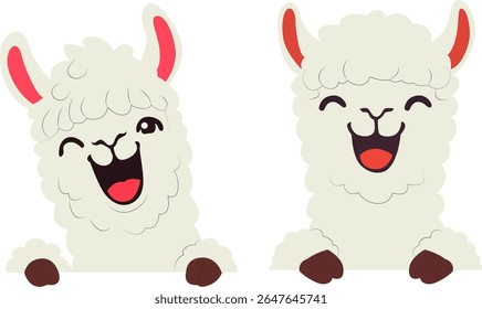 Dois Llamas Felizes Espiando