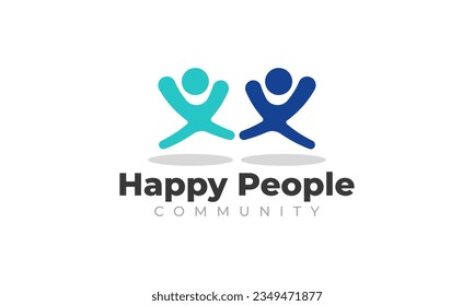 Two happy people logo design vector