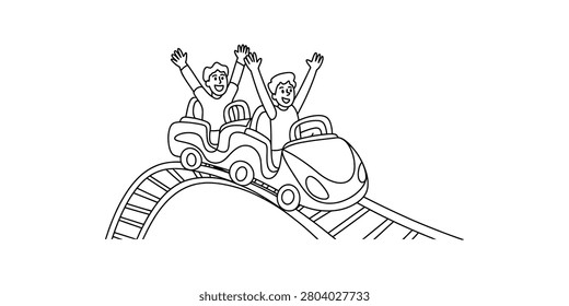 Two happy people riding