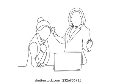 Two happy women hit a target. Achieve target at work